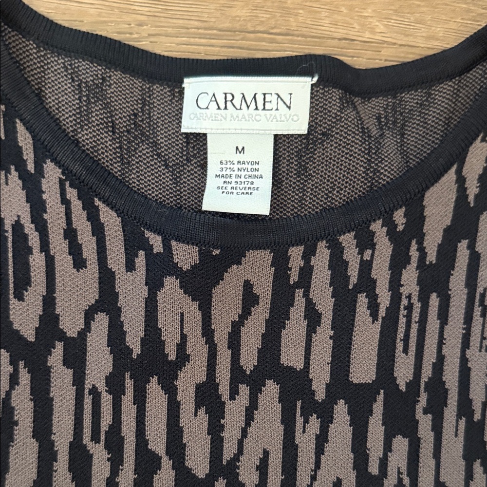 Carmen Marc Volvo Black and Brown Patterned Dress - Picture 5 of 6